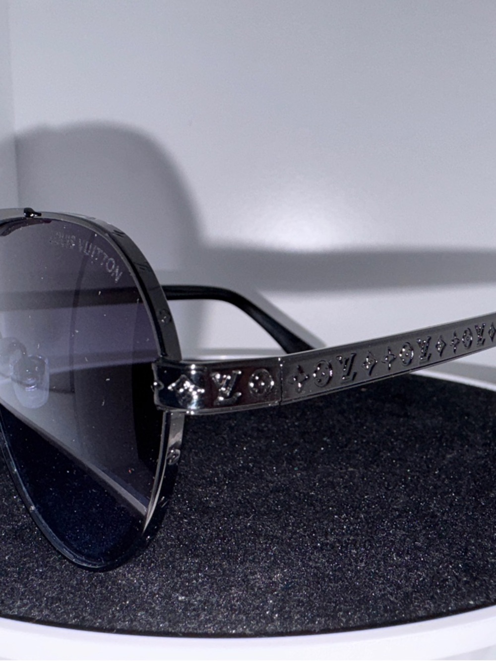 Louis Vuitton Black Gradient Aviator Sunglasses with Monogrammed Temples